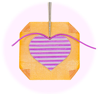 輪郭に水引を沿わせる