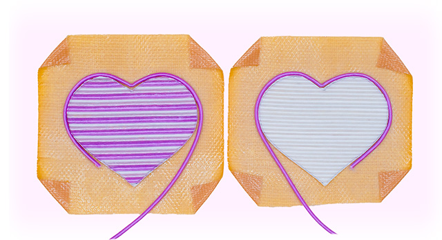 輪郭に水引を沿わせる